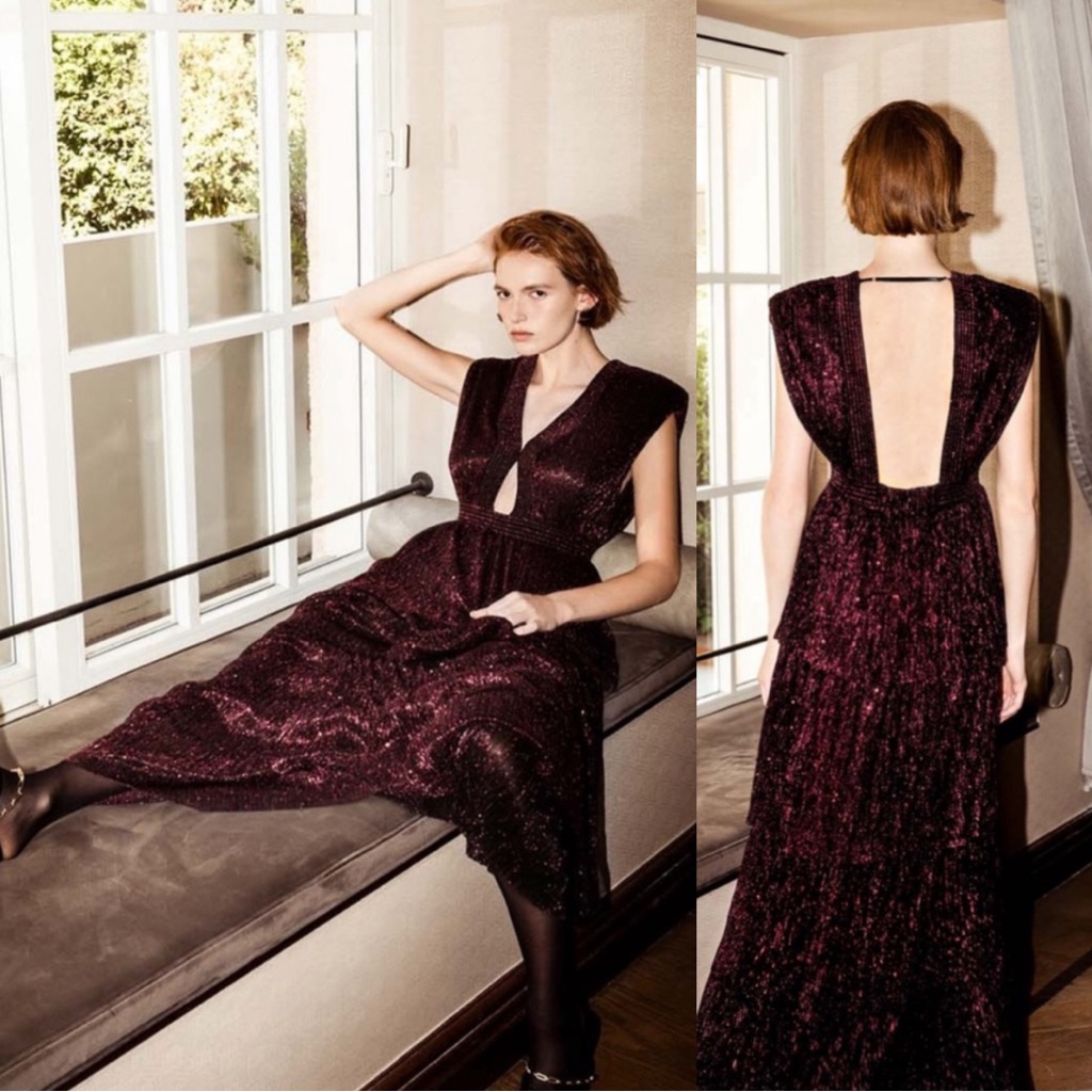 Sabina Musayev Skylar Tiered Metallic Gown